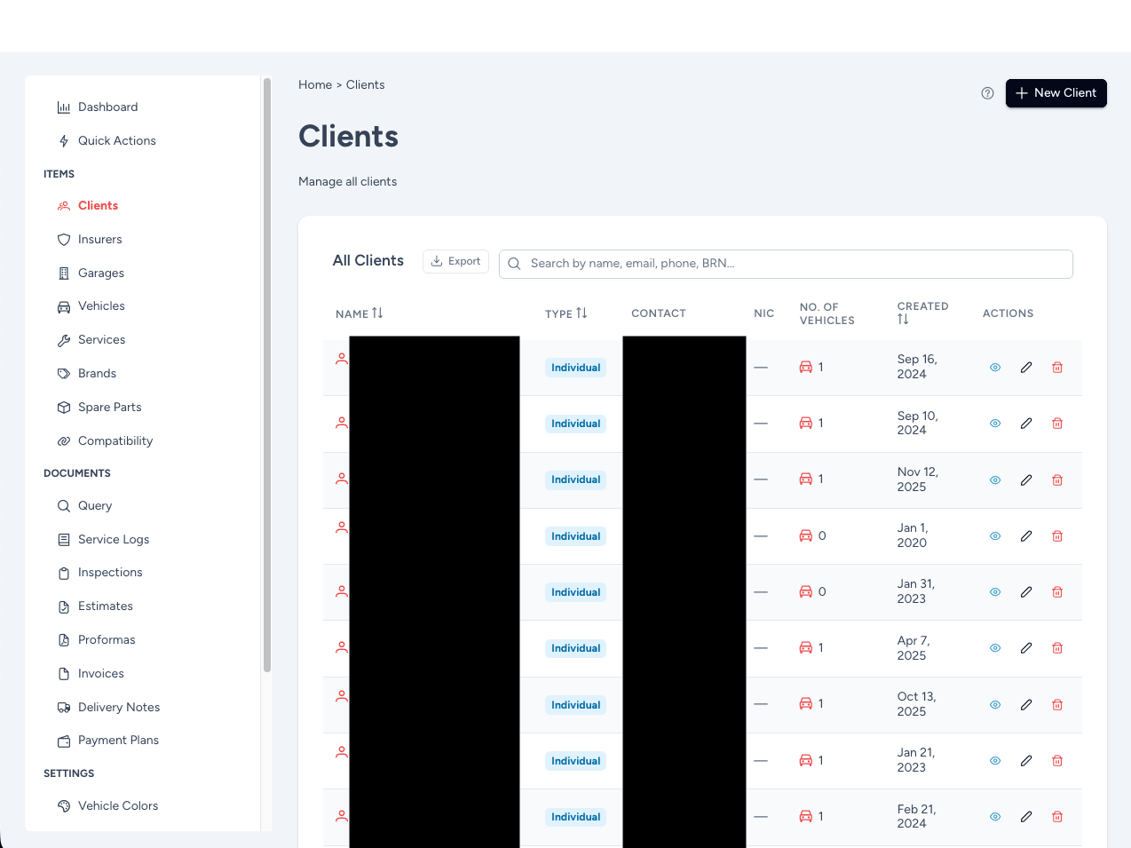 Garage tyres product listing page