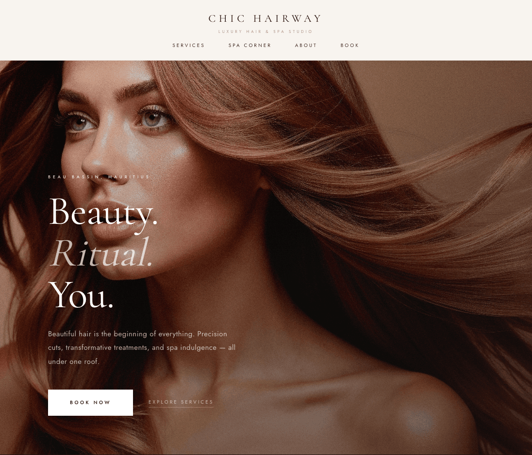 Hair salon website preview