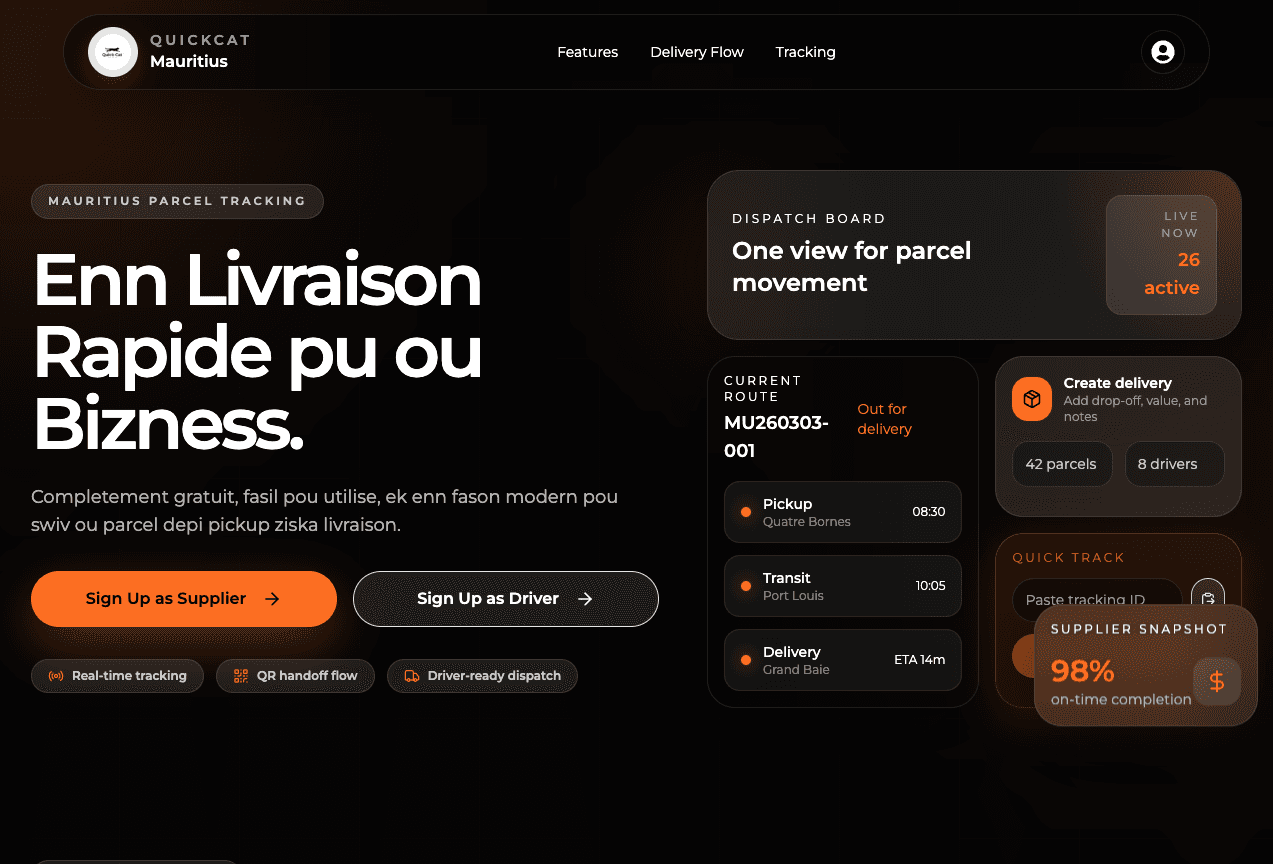 QuickCat website homepage