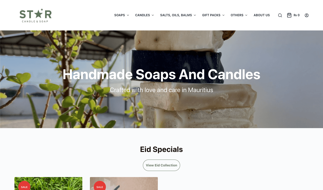 Star Candle Soap homepage